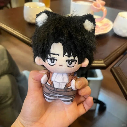 Attack On Titan Levi Ackerman Mini Cat Ear Cotton Plush Doll Anime Character Pendant Fans Backpack Hanging Collectible Soft Gift