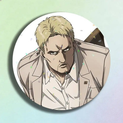 Attack on Titan Reiner Braun Laser Badge Creative Pins Brooch for Bag Clothes Hat Decor Gifts Fans Collect