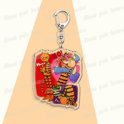 Dog Man Cat Keychain