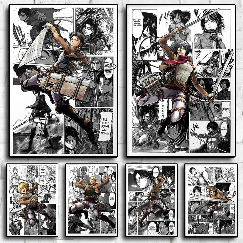Japan Anime Attack on Titan Poster Cartoon Posters Canvas Painting Wall Art Home Decor Pictures For Living Room Decoration