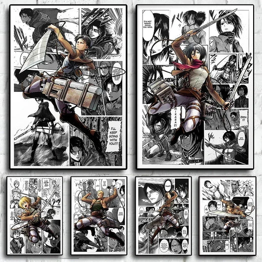 Japan Anime Attack on Titan Poster Cartoon Posters Canvas Painting Wall Art Home Decor Pictures For Living Room Decoration