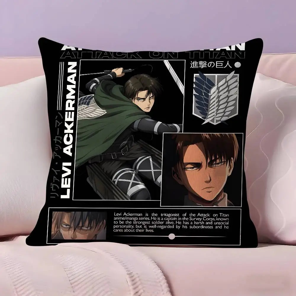 Attack on Titan Levi Ackerman Pillow Case Ultra Soft Skin Friendly Fabric Cloud Like Comfort & Concealed Zipper
