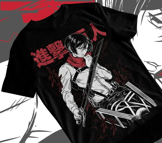 Hot-Blooded Anime Attack on Titan Eren and Mikasa O-Neck Cotton Print T-shirt Men Women Summer Tee Loose Casual Oversized Top