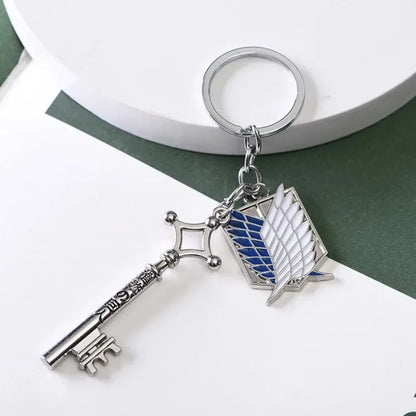 Attack on Titan Metal Keychains for Man Women Anime Peripheral Backpack Pendant Key Chains Jewelry Bags Key Ring Accessories