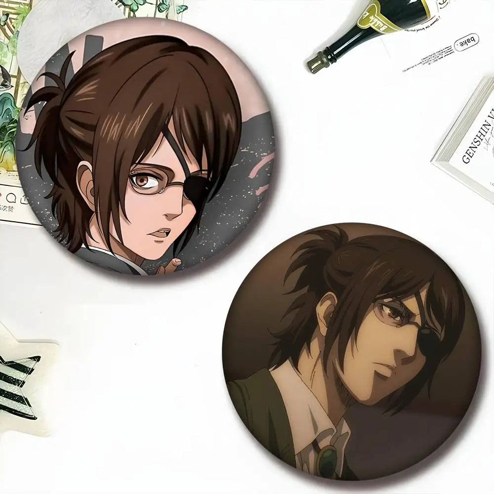 1pc Hange Zoe Attack On Titan Anime Cartoon Style Badge Brooches On Backpack Decoration Round Enamel Pins For Accessorys