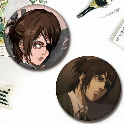 1pc Hange Zoe Attack On Titan Anime Cartoon Style Badge Brooches On Backpack Decoration Round Enamel Pins For Accessorys