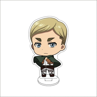 10CM Anime ‌Attack on Titan Cos Eren Jaeger Mikasa Ackerman Levi Ackerman Hanji Zoe Figure Acrylic Stand Cute Ornaments Gifts
