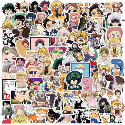 50/100pcs Cartoon Mix Anime Stickers Attack On Titan Jujutsu Kaisen Decals Skateboard Laptop Car Motorcycle Waterproof Sticker