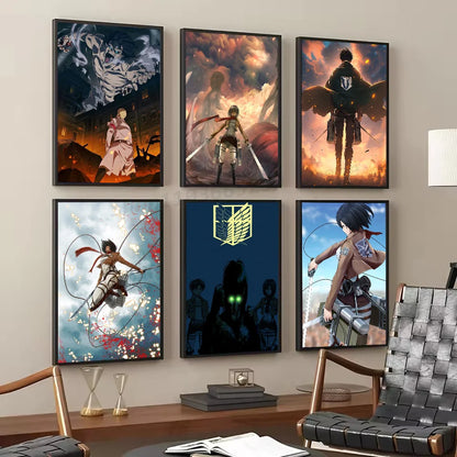1pc Anime Attack On Titan Poster Self-adhesive Art Waterproof Paper Sticker Coffee House Bar Room Wall Decor