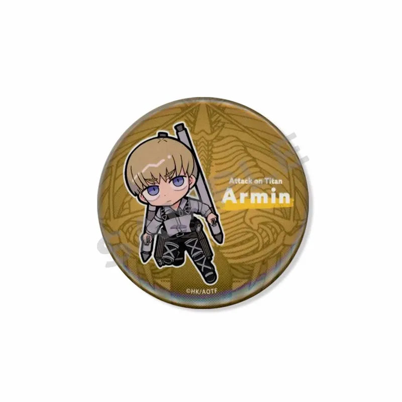 Attack on Titan Lapel Pins Creative Round Brooch Eren Yeager Levi Mikasa Cartoon Badge Pin Hat Clothes Accessories Jewelry Gift
