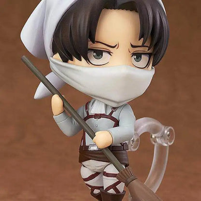 #417 Levi Ackerman Cleaning Captain Interchangeable Face Figure Desktop Ornament Collectible Gift For Attack On Titan Anime Fans