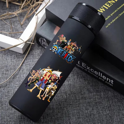 One Piece 304 Stainless Steel Thermos Cup Pattern Luffy Roronoa Zoro Action Figure High Capacity 500ML Drinking Water Bottle