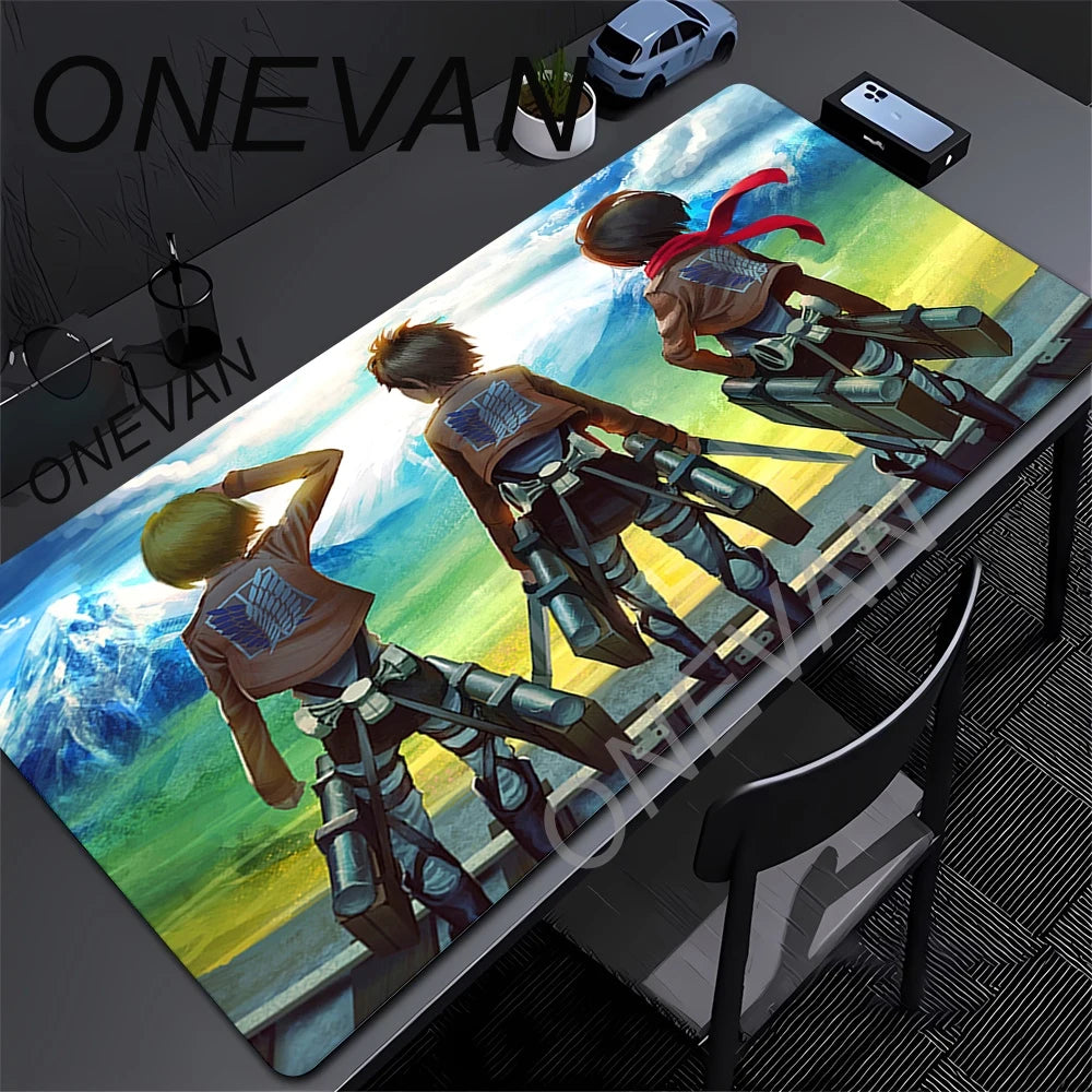 Attack on Titan Anime Large Lock Edge Mouse Pad Computer Mousepad XXL S Gaming Padmouse Gamer Laptop Keyboard Mouse Mats Carpet
