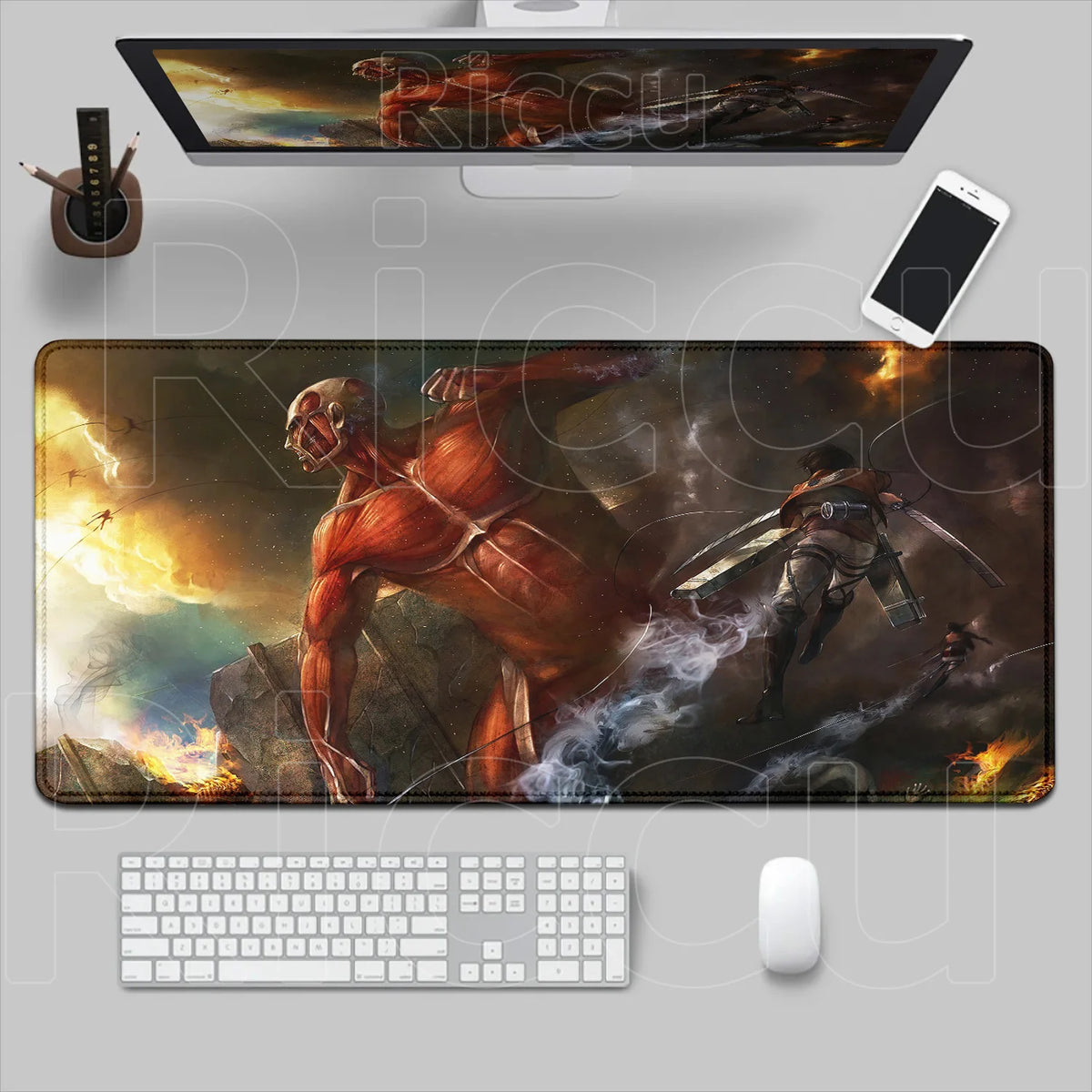 New HD Printing Attack on Titan Anime Desk Mat Large Lock Edge Mouse Pad Computer Mousepad Gaming Laptop Keyboard Mouse Mats Rug