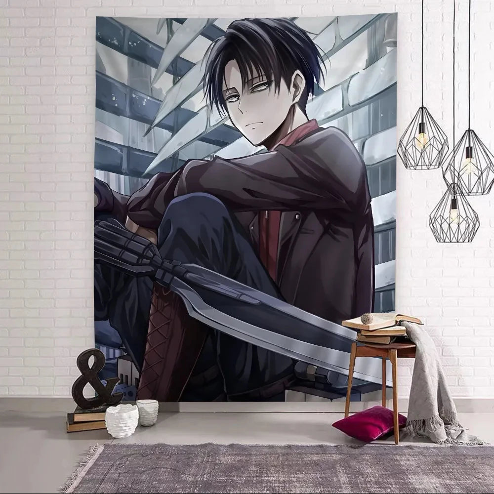 Attack on Titan Levi Ackerman Anime Printed Large Wall Tapestry Cheap Hippie Wall Hanging Bohemian Tapestries Mandala Home Decor