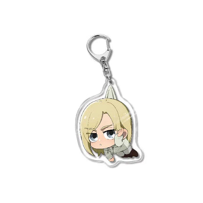 Attack On Titan Acrylic Figure Display Cartoon Keychain Eren Mikasa Levi Anime Desk Ornament Key Ring Accessories Q Version