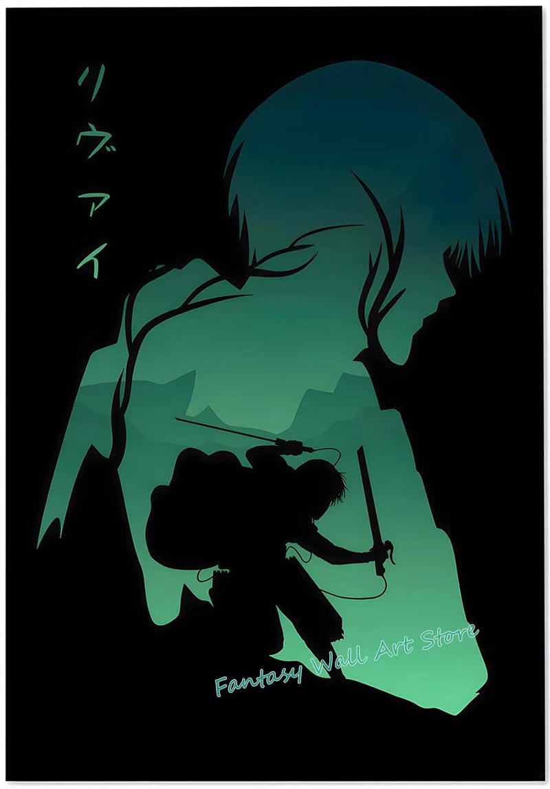 A-ttack-on-Titan Anime Levi Ackerman Eren Yeager Anime Characters Series Poster Canvas Painting Wall Pictures Home Room Decor
