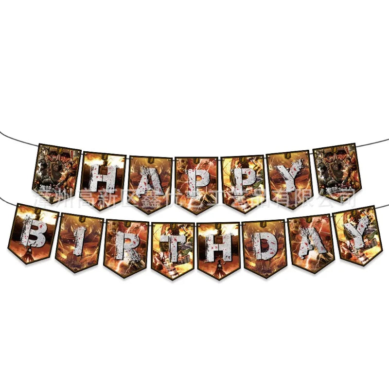 Attack on Titan Anime Birthday Party Cake Decoration Balloon Pull The Flag Rivaille Eren Party Props