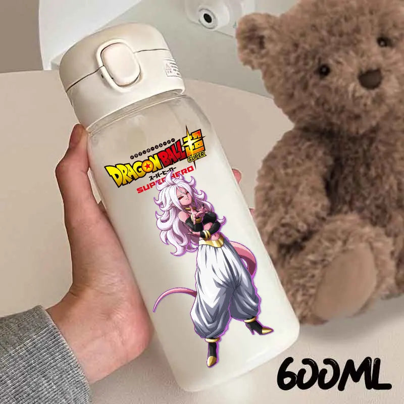 For Dragon Ball Straw Bottles 600ml Vegeta Goku Transparent Plastic Anti Drop Water Bottle Students Outdoor Capacity