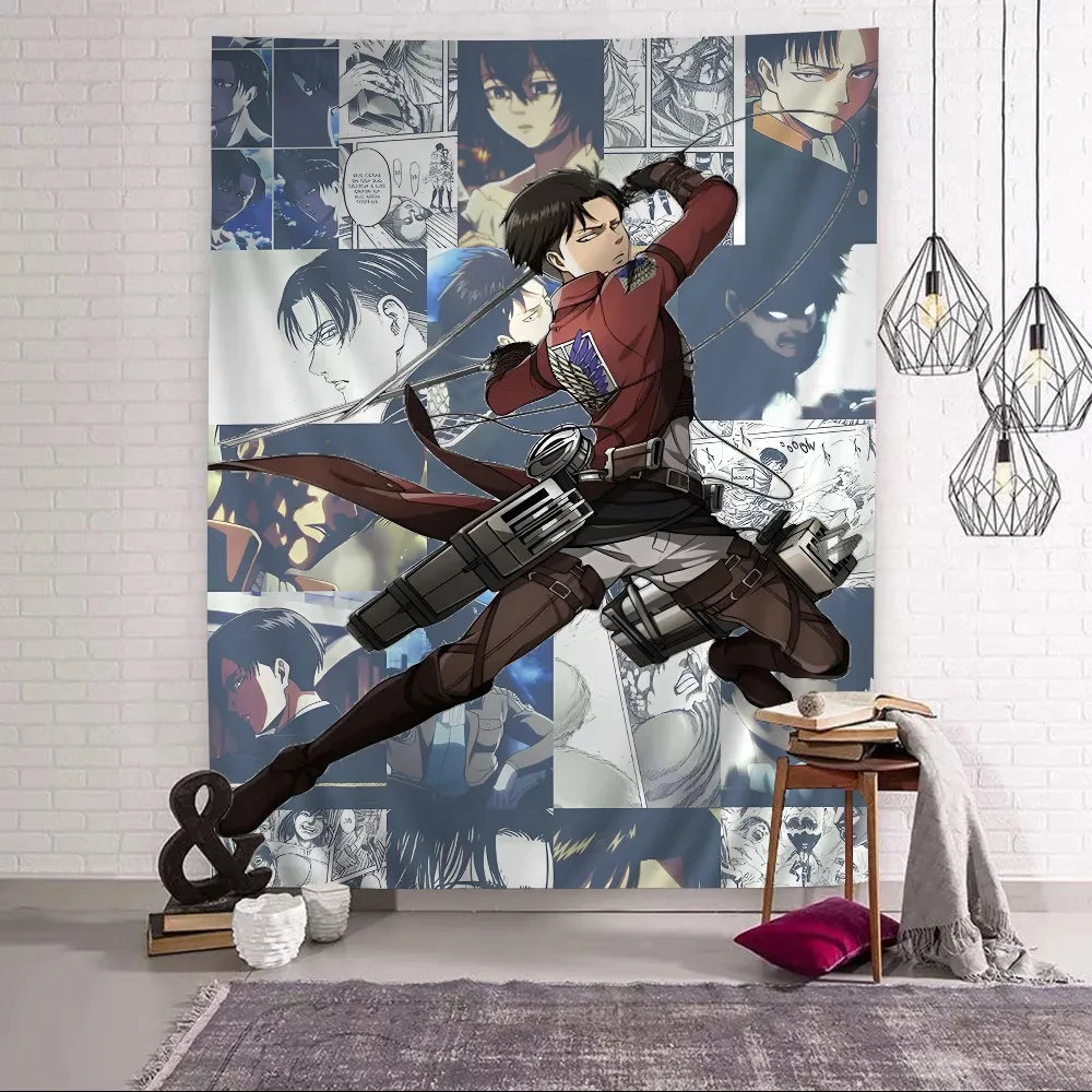 Attack on Titan Levi Ackerman Anime Printed Large Wall Tapestry Cheap Hippie Wall Hanging Bohemian Tapestries Mandala Home Decor