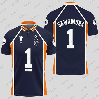Anime Haikyuu Hinata Cosplay Polo Shirts Summer Shorts Sleeve Men Polos Volleyball Uniform Japan Sports Jerseys Kids Adult Tops