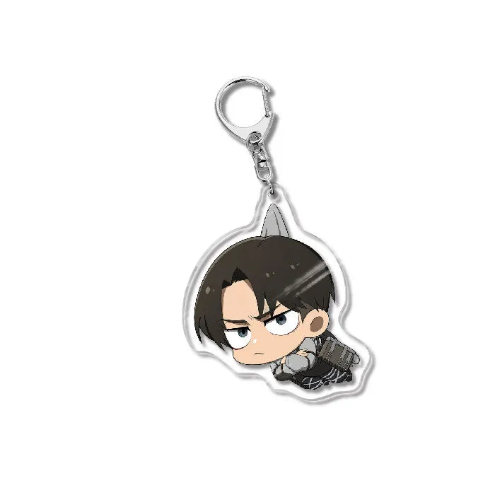 Attack On Titan Acrylic Figure Display Cartoon Keychain Eren Mikasa Levi Anime Desk Ornament Key Ring Accessories Q Version