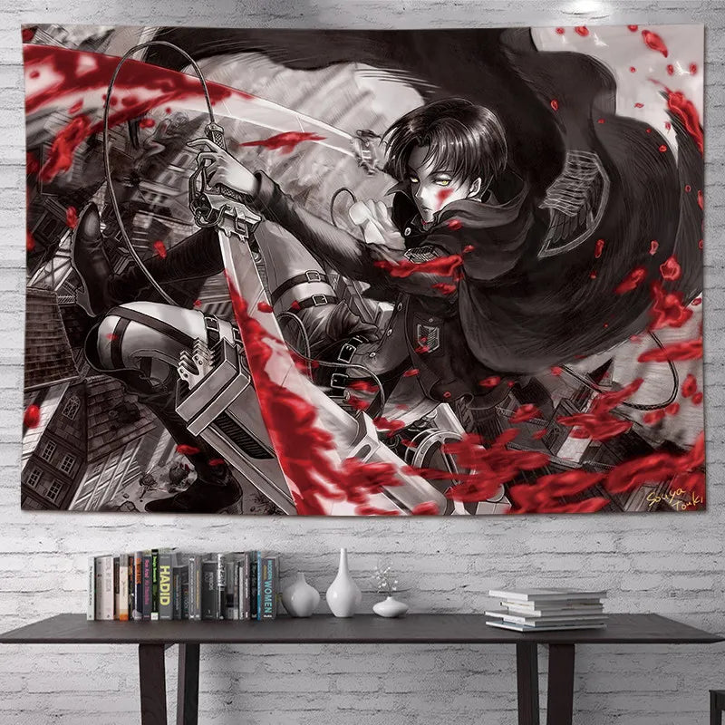 Attack on Titan Anime Tapestry Vertical Cartoon Wall Hanging Art Tapestry for Dorm Bedroom Living Room Home Decoration