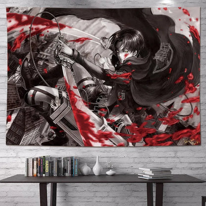 Attack on Titan Anime Tapestry Vertical Cartoon Wall Hanging Art Tapestry for Dorm Bedroom Living Room Home Decoration
