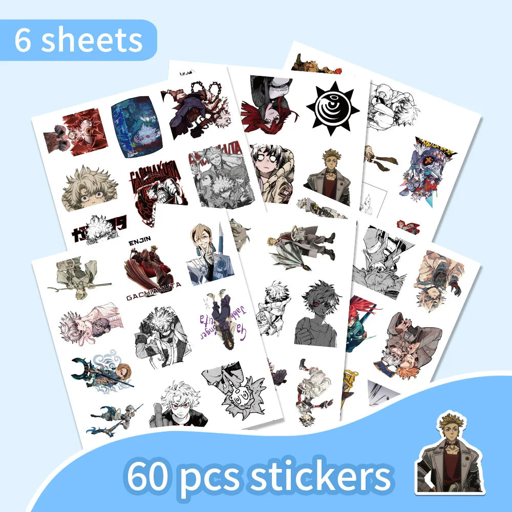 60PCS GACHIAKUTA Japanese Anime Cartoon Rudo Character Decorative Laptop Guitar Mobile Case Waterproof Stickers Children's Toys