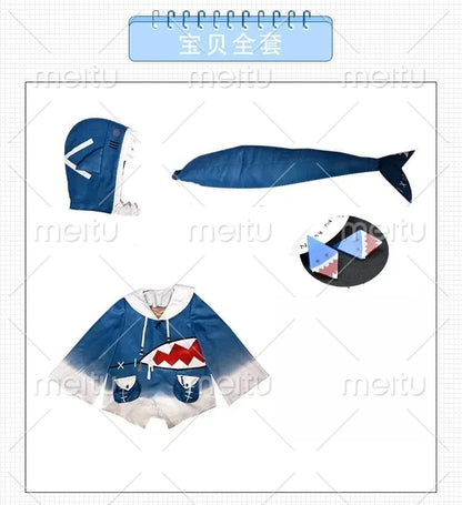 Hololive ENG Gawr Gura Cosplay Costume Cute Shark Costume Hoodie