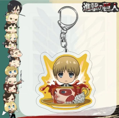 Acrylic Keychain for Attack On Titan Levi Annie Erwin Historia Hange Chibi Version Acrylic Key Buckle Anime Decoration Pendant