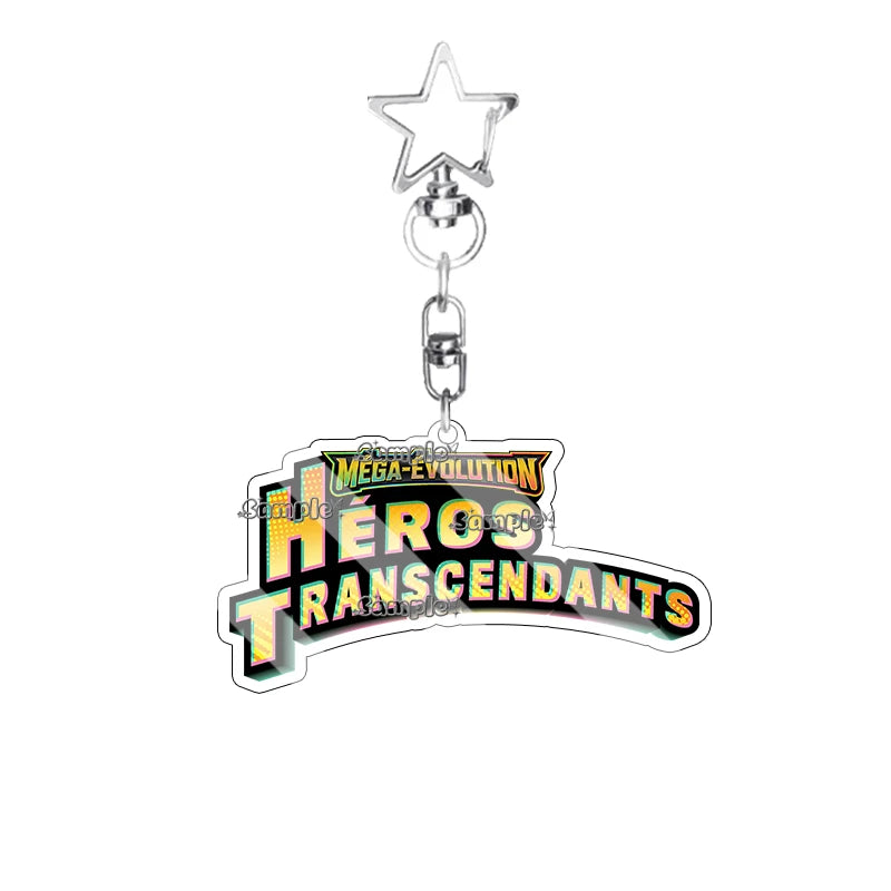 Anime French Version Mega Evolution TCG Logo Pocket Monsters 5cm Acrylic Keychain Creative Small Card Bag Pendant Decoration Toy