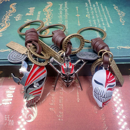 26cm Bleach Mini Tensa Zangetsu Sword Keychain for Fans Anime Peripherals Kurosaki Ichigo Metal Mask Pendant Keychain Gifts