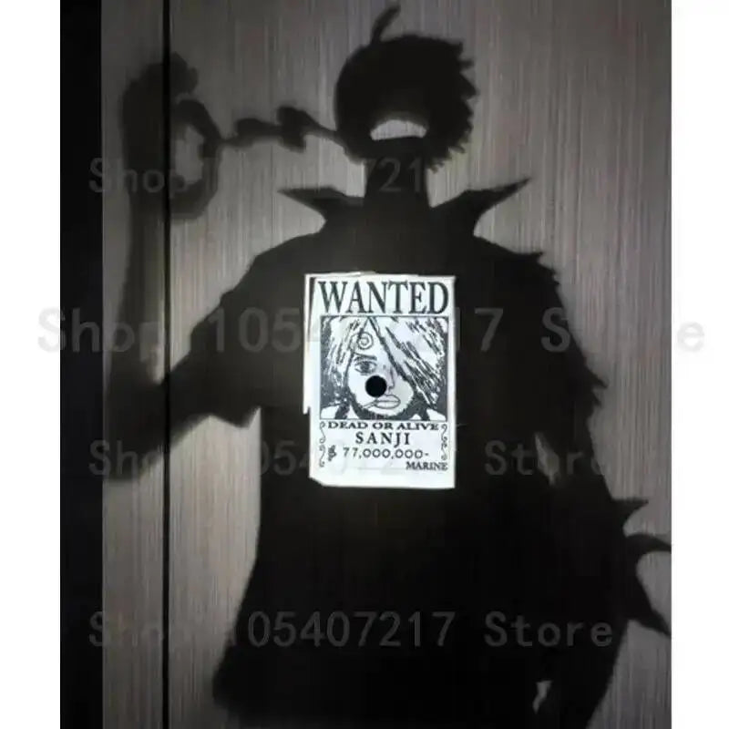 Anime WANTED Luffy Zoro Lamp One Piece Sanji Projector Wall Lamp Creativity Shadow Night Light Model Decoration Collection Toy