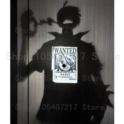 Anime WANTED Luffy Zoro Lamp One Piece Sanji Projector Wall Lamp Creativity Shadow Night Light Model Decoration Collection Toy