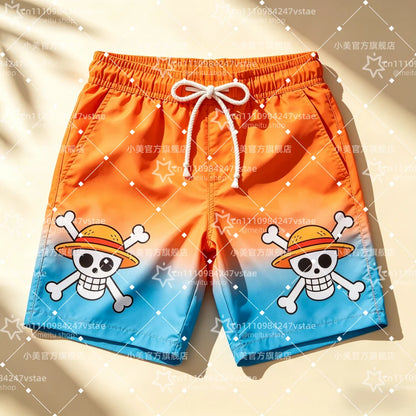 2026 Hot Sale One Piece Luffy Zoro Print Men Beach Shorts Summer Quick Dry High-quality Trendy Unisex Anime Board Shorts Sports