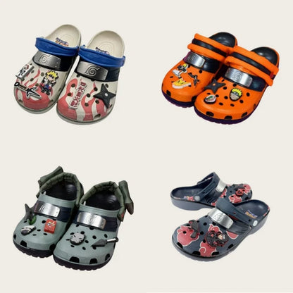 Anime Naruto Akatsuki Cartoon New Uchiha Itachi EVA Waterproof Slippers Beach Shoes Sandals Casual Breathable Ankle-Wrap Shoes