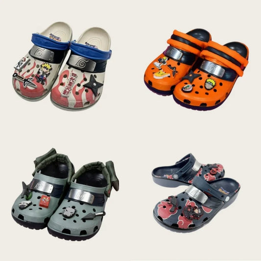 Anime Naruto Akatsuki Cartoon New Uchiha Itachi EVA Waterproof Slippers Beach Shoes Sandals Casual Breathable Ankle-Wrap Shoes