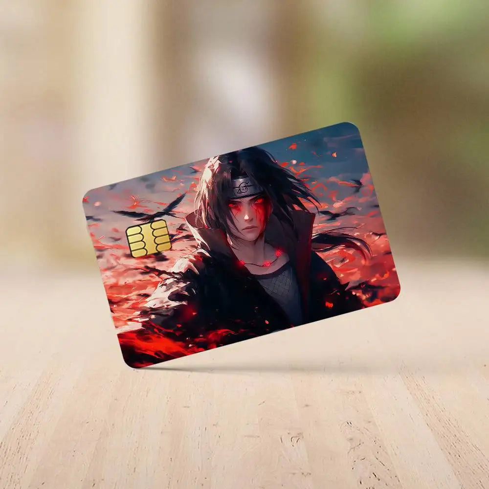 Anime N-NARUTO U-Uchiha I-Itachi Credit Card Stickers Skin For Bank Debit Decorative Protection 4PCS Anti-scratch Waterproof