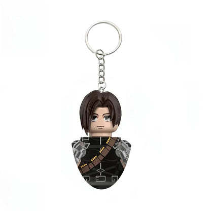 Anime Attack on Titan Building Blocks Keychain Mini Figure Keyring Collectible Toy Pendant for Bag Accessories Fans Gift
