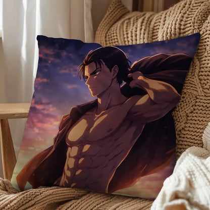 Eren Yeager Attack on Titan Print Throw Pillow Cover Square Cushion Case for Living Room Bedroom Decor