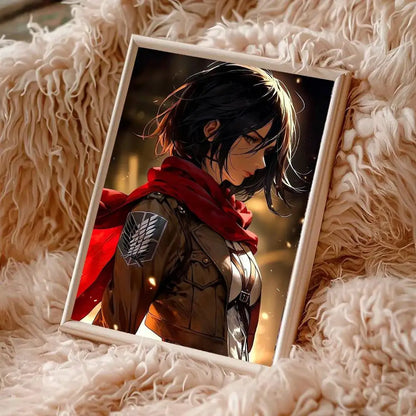 Mikasa Ackerman Anime Attack On Titan Posters Living Room Bar Cafe Quality Canvas Vintage Style Comics Painting Art Home Wall