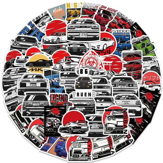 50PCS Japan JDM Racing Car Anime Graffiti Sticker
