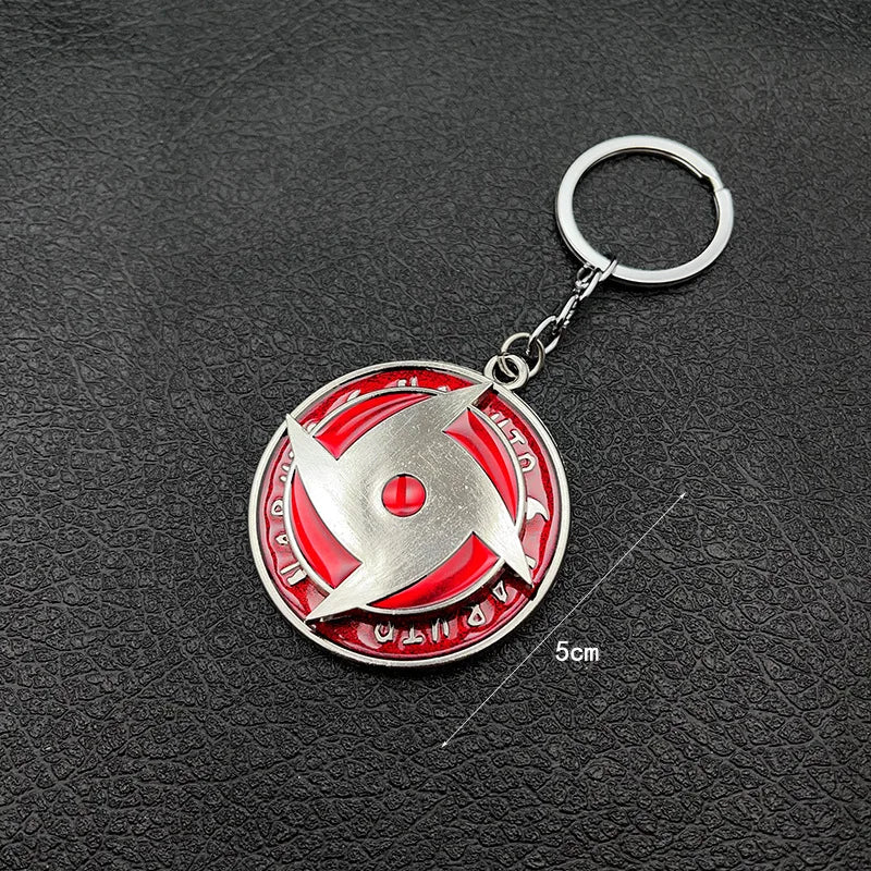 Naruto anime cute keychain peripheral three magma marleidoscope Sharingan logo rotatable keychain pendant keyring cartoon