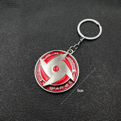 Naruto anime cute keychain peripheral three magma marleidoscope Sharingan logo rotatable keychain pendant keyring cartoon