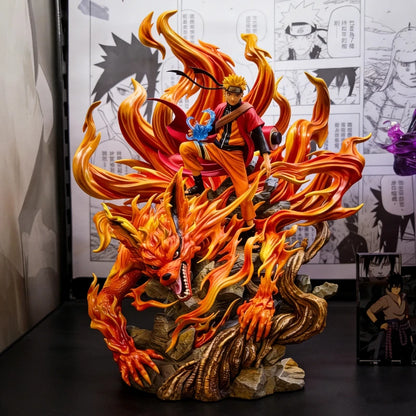 41cm Anime Figure Naruto GK Sennin Mode Naruto Kurama Action Figure Ten Years Hundred Ninja Statue Collect Model Toy Decor Gift