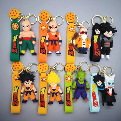 Anime Dragon Ball Z Super Saiyan Goku Figure Keychain Cute Cartoon Character Key Ring Bag Charm Pendant Accessories for Fans