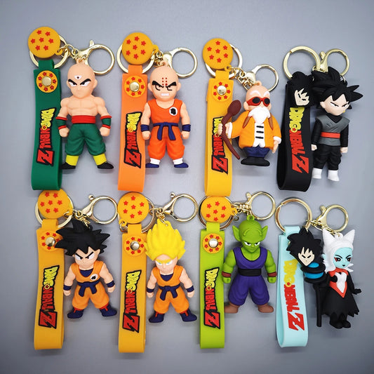 Anime Dragon Ball Z Super Saiyan Goku Figure Keychain Cute Cartoon Character Key Ring Bag Charm Pendant Accessories for Fans