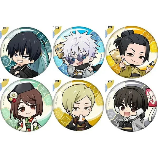 Anime Jujutsu Kaisen Merchandise Gojo Satoru Geto Suguru Fushiguro Toji Nanami Kento Ieiri Shoko Badge Pin Collection Official