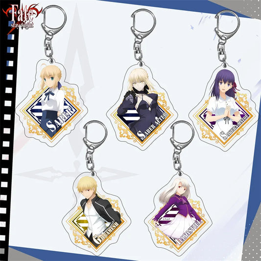 Tohsaka Rin Matou Sakura Saber Popular Games Peripheral Acrylic Keychain Backpack Pendant Comic Exhibition Gifts Student Gifts